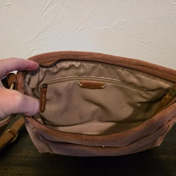 NWT The Sak Melrose Suede Crossbody/Shoulder Bag, Tobacco Brown - Picture 4 of 5